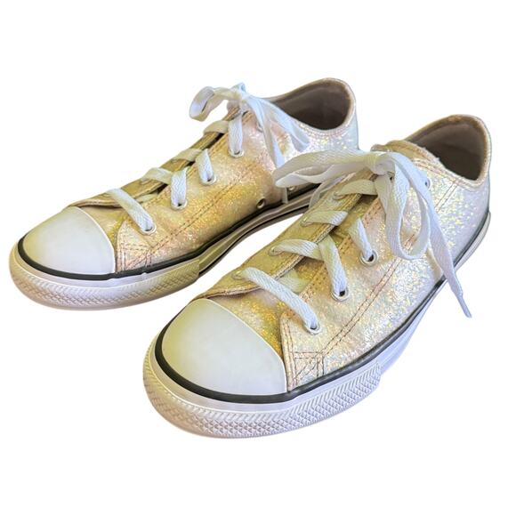Converse All Star Patent Leather Glitter Lace Up Shoes Size 3 - Picture 1 of 8